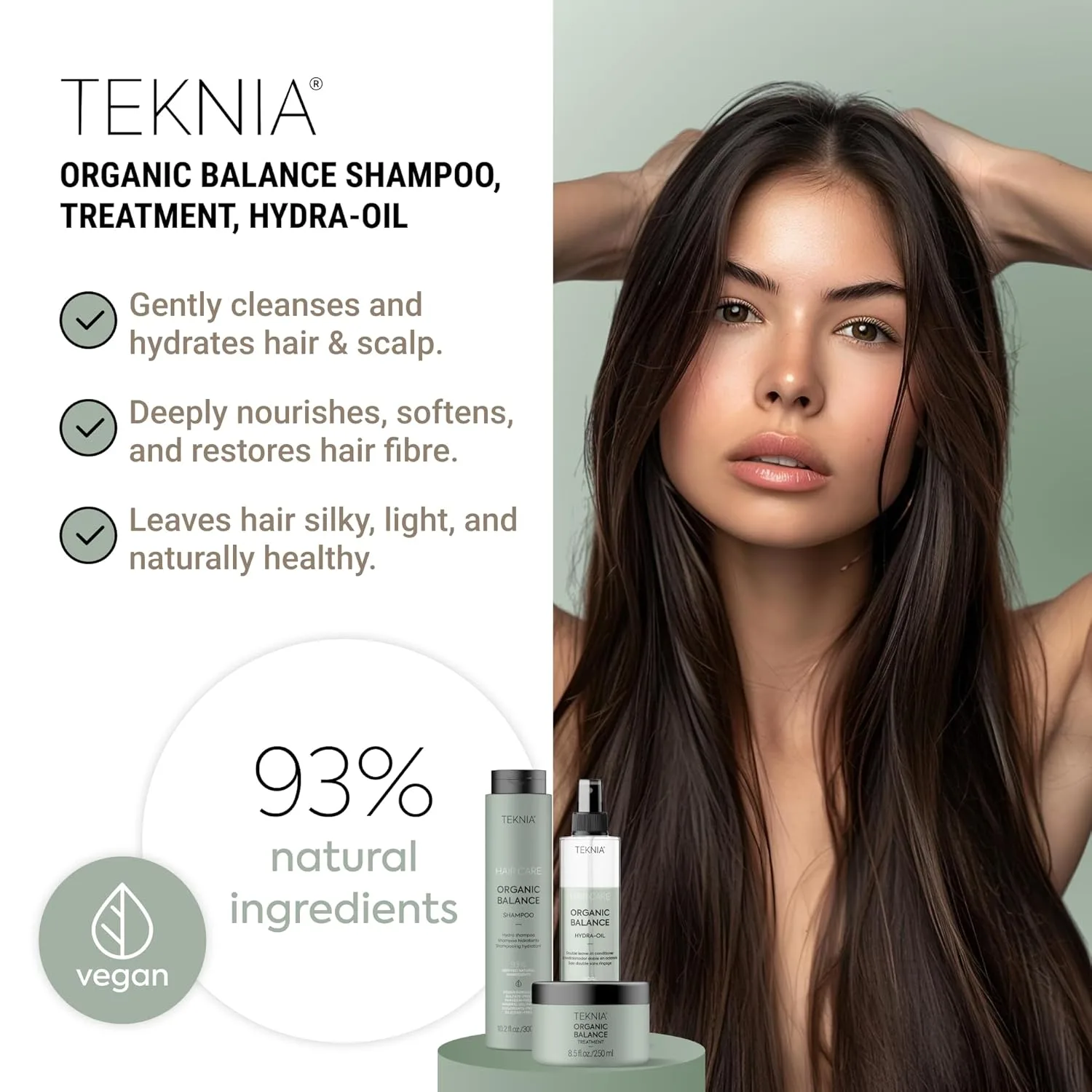 Набор Lakmé Teknia Organic Balance для розничной продажи - полноразмерные версии шампуня, средства для ухода и увлажняющего масла Organic Balance. — фото 2