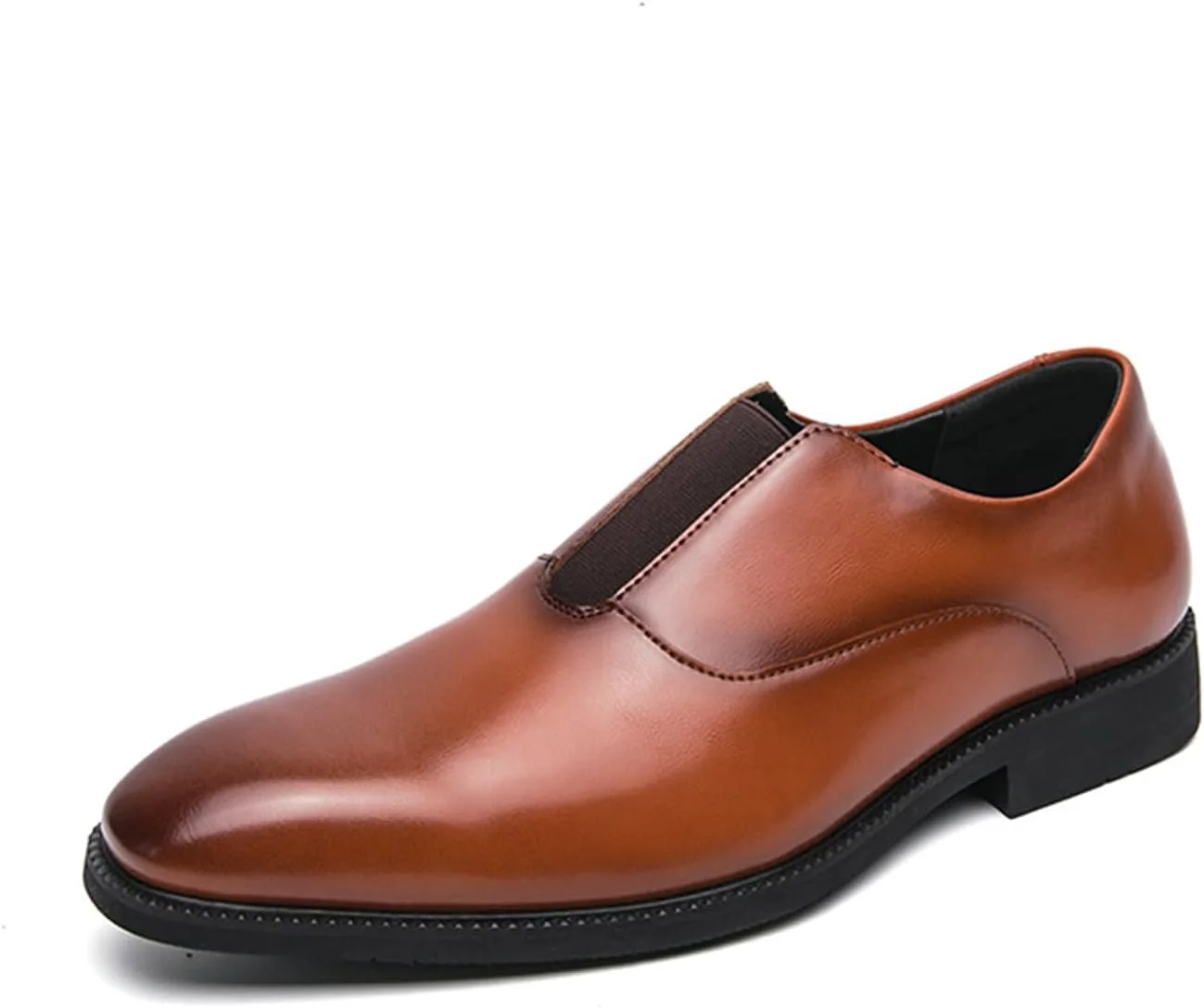 

Мужские кожаные классические лоферы с острым носком, эластичные туфли, модные туфли без шнурков, нескользящая мягкая подошва, современные деловые формальные туфли-дерби для повседневной носки, работы, свадьбы, вечеринки KSEDT, коричневый