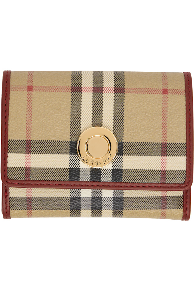 

Burberry Бежевый небольшой клетчатый складной кошелек
