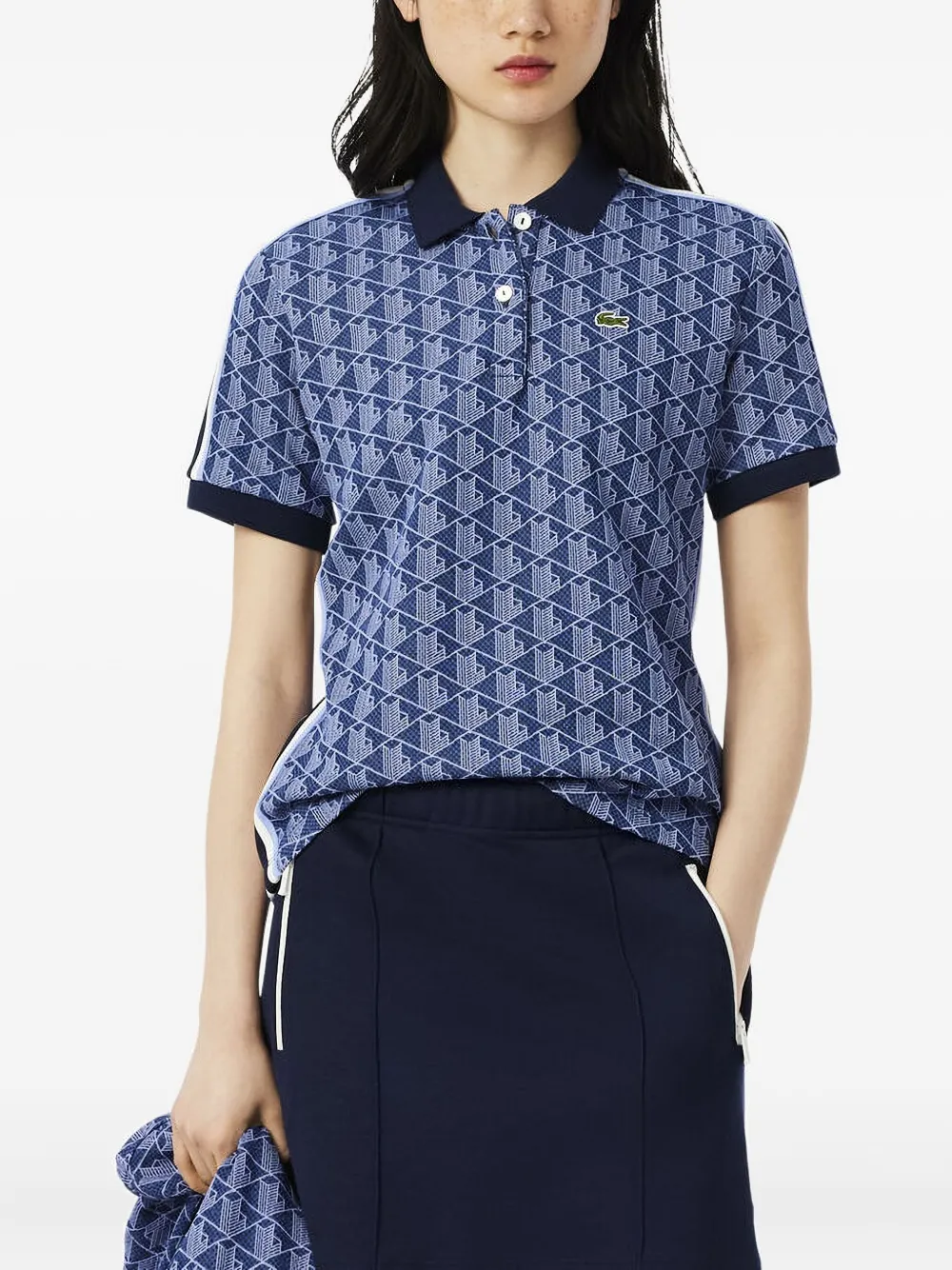 

Поло с жаккардовым монограммным узором Lacoste, синий