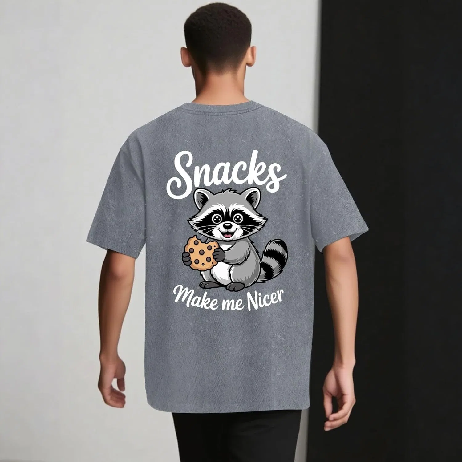 Футболка Snacks Make Me Nicer мужская повседневная Generic, светло-серый — фото 2