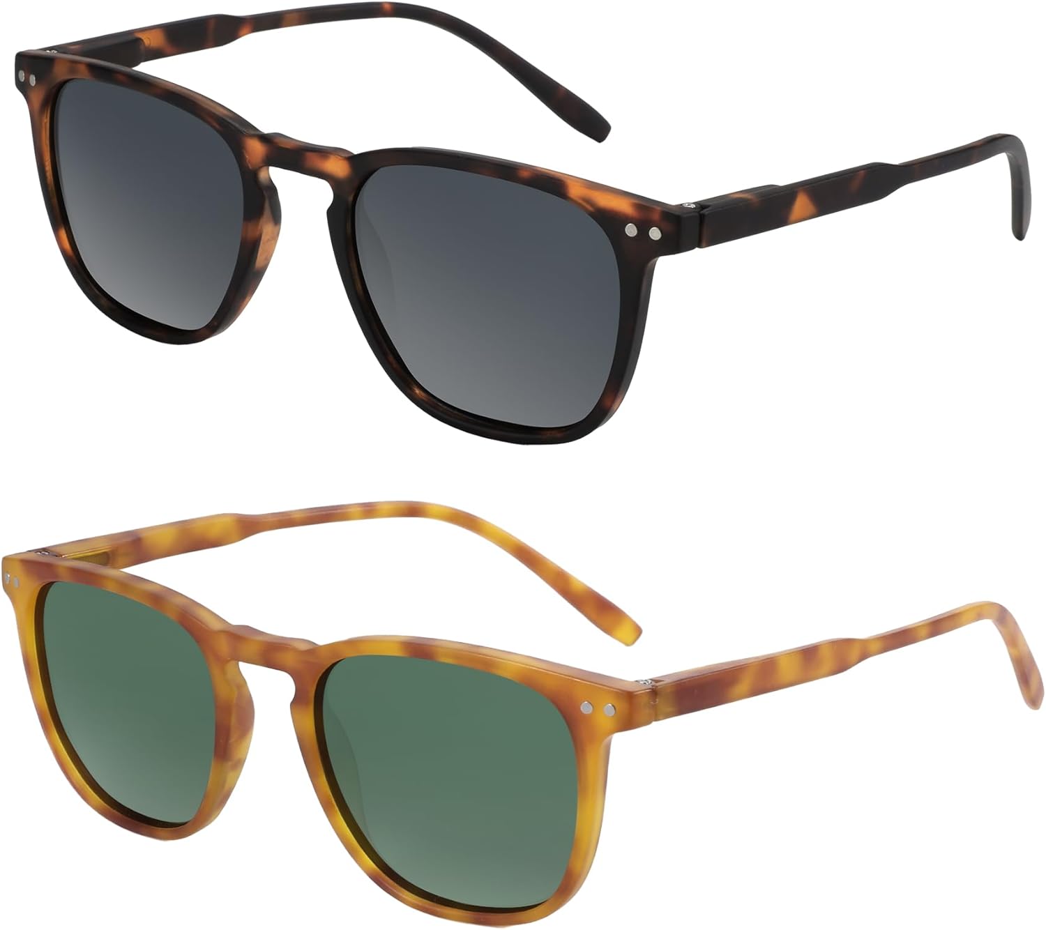 

Поляризованные солнцезащитные очки ZENOTTIC для женщин и мужчин: ретро-очки, круглые | квадратная оправа, защита от УФ-излучения, комплект из 2 штук, C10 2 Pack (Square Demi & Square Brown)