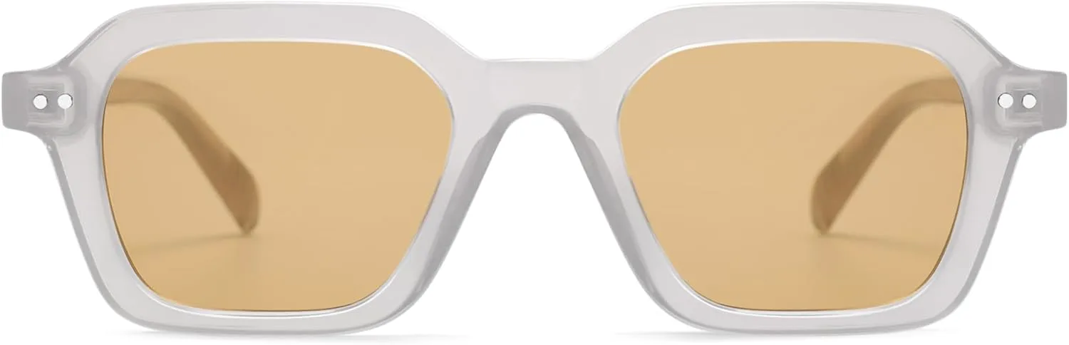 

Ретро квадратные солнцезащитные очки для женщин, модные, милые, прямоугольные, с защитой от УФ-излучения UV400 AP3710 Appassal, C2 Transparent Grey/Amber