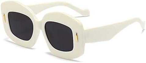 

Цветные квадратные солнцезащитные очки для женщин, модные солнцезащитные очки с градиентными оттенками UV400, винтажные мужские солнцезащитные очки с заклепками MTZJH, Beige Gray