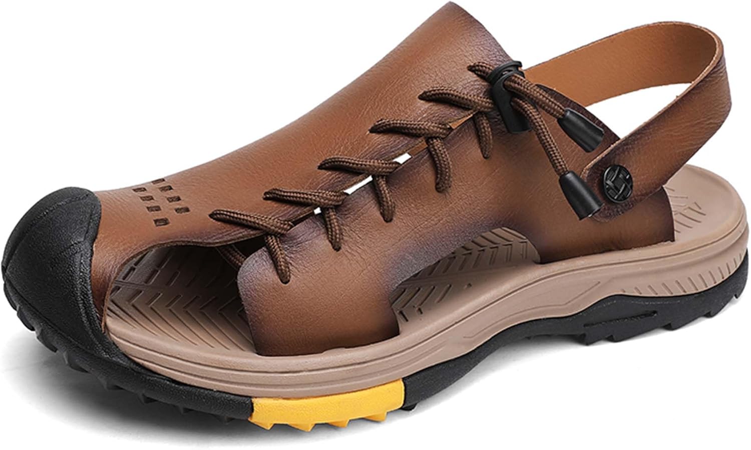

Мужские сандалии летние, дышащие, удобные, кожаные, для рыбалки, пляжные, для улицы, противоскользящие, походные сандалии, тапочки с регулируемой посадкой, универсальные Generic, хаки