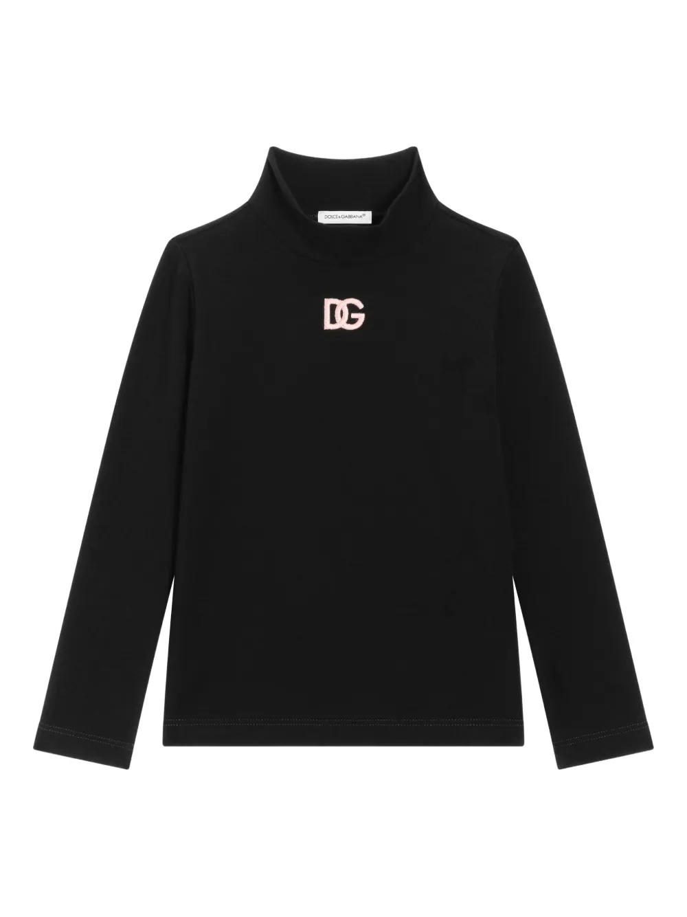 

Топ с высоким воротником и вышитым логотипом Dolce & Gabbana Kids, черный