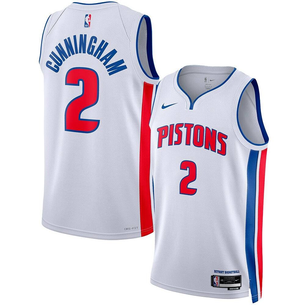 

Белая майка унисекс Nike Cade Cunningham Detroit Pistons Swingman — Association Edition, цвет Pis White