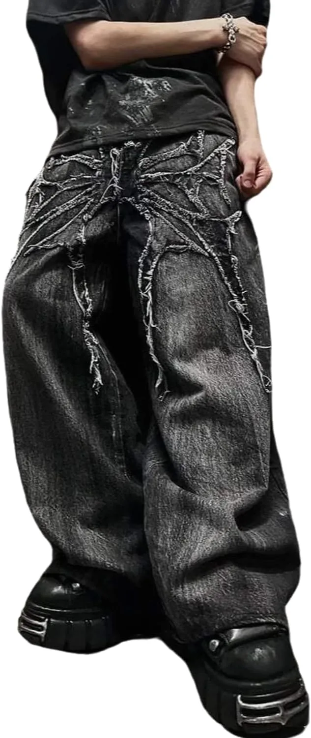 

Женские джинсы Y2K в стиле хип-хоп с вышивкой Lunoakvo