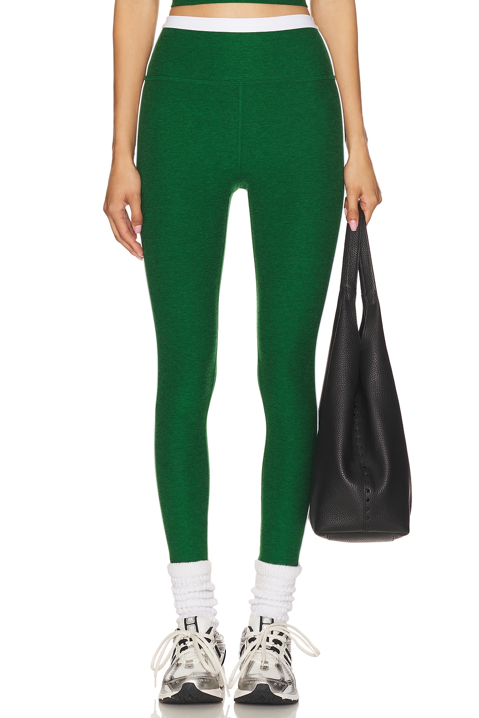 

Леггинсы с высокой талией Spacedye trophy от Beyond Yoga, summer thyme green & cloud white