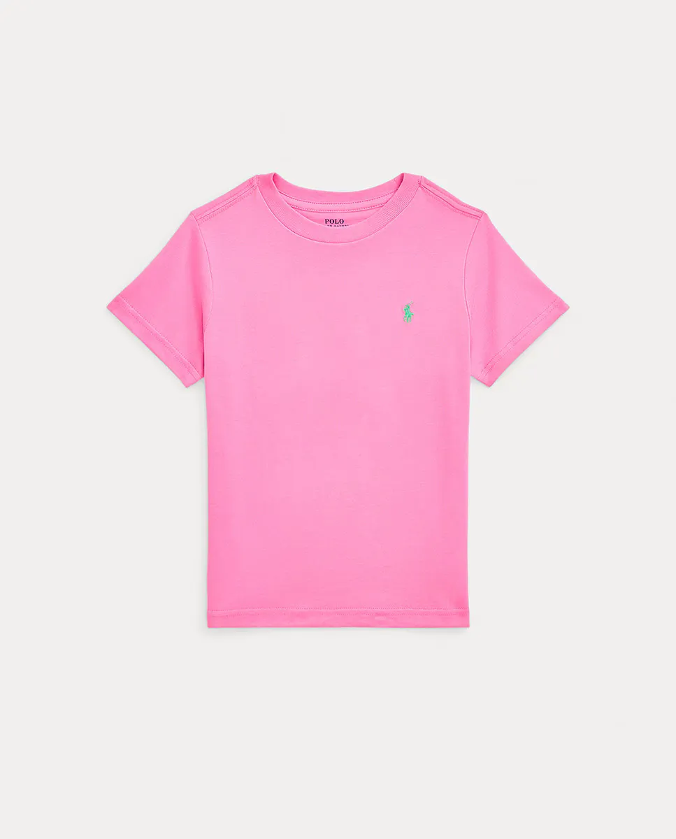 

Детская хлопковая футболка с вышитой лошадью Polo Ralph Lauren, розовый