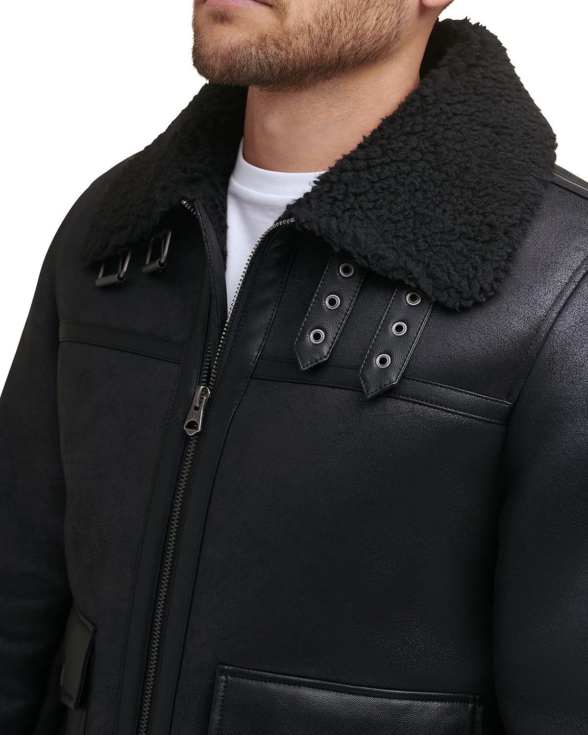 Мужская куртка-авиатор Levi's из искусственной овчины Rancher, Black — фото 4