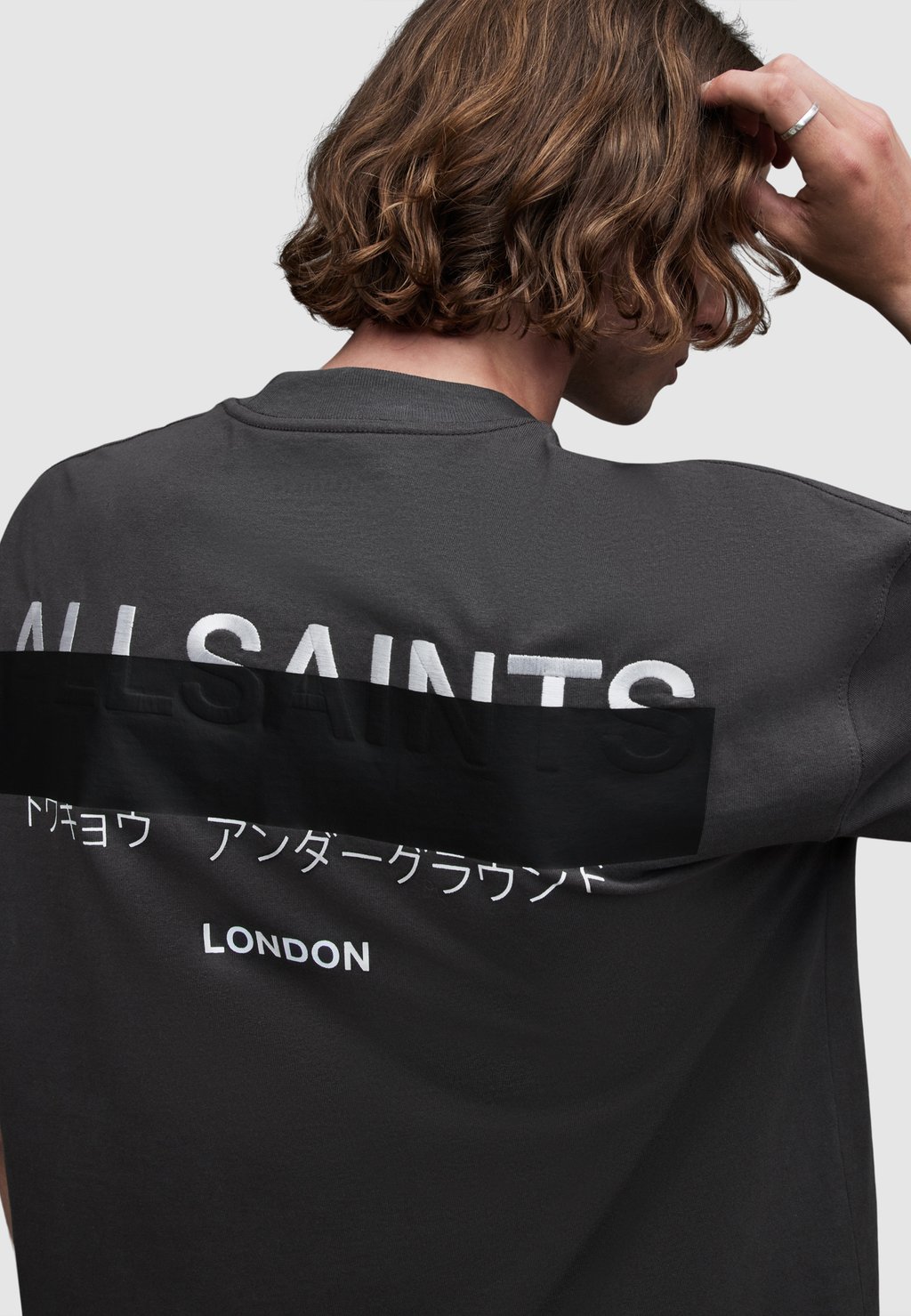 

Футболка с принтом REDACT CREW AllSaints, черный