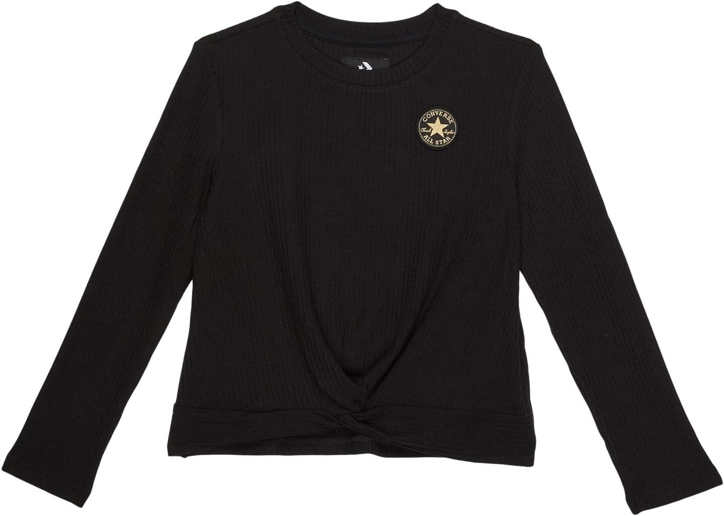 

Топ Converse Long Sleeve Twist Front Rib Knit Top, черный