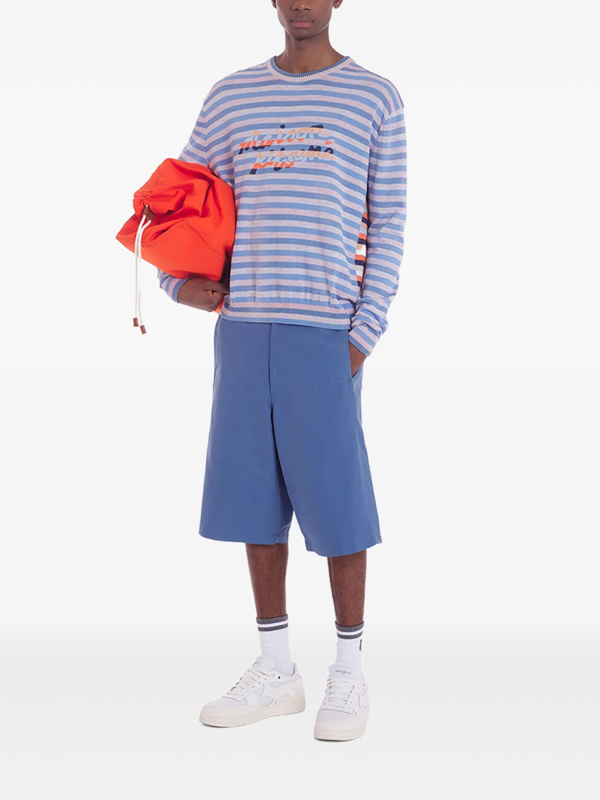 

Полосатый свитер с круглым вырезом Maison Kitsuné, синий