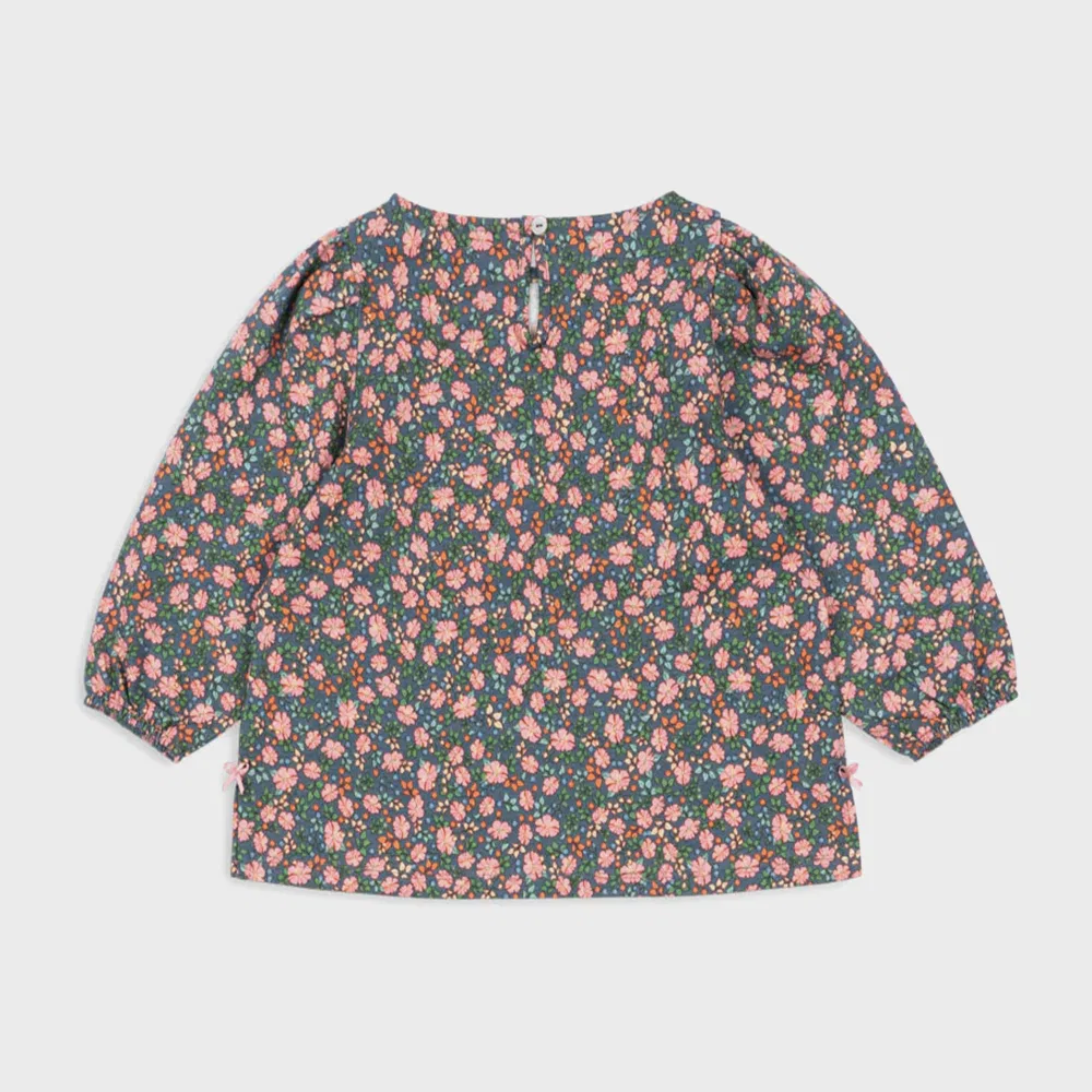 Детская блузка с цветочным принтом и разрезами Draey Floral Slit Blouse Kyoto от Konges Sloejd — фото 2