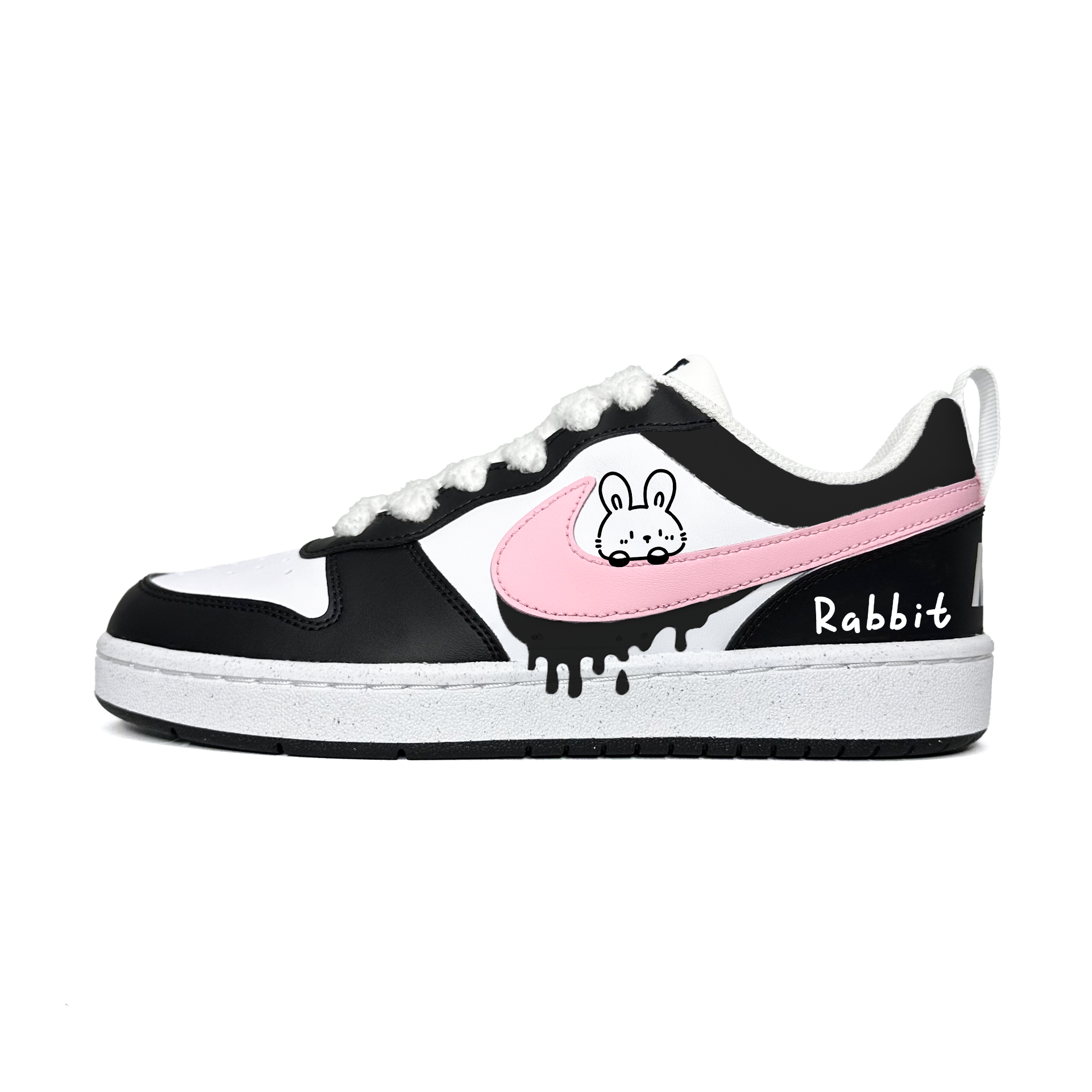 

Nike Court Borough Rabbit устойчивые к скольжению и истиранию низкие детские скейтерские кроссовки Pink Black для подростков