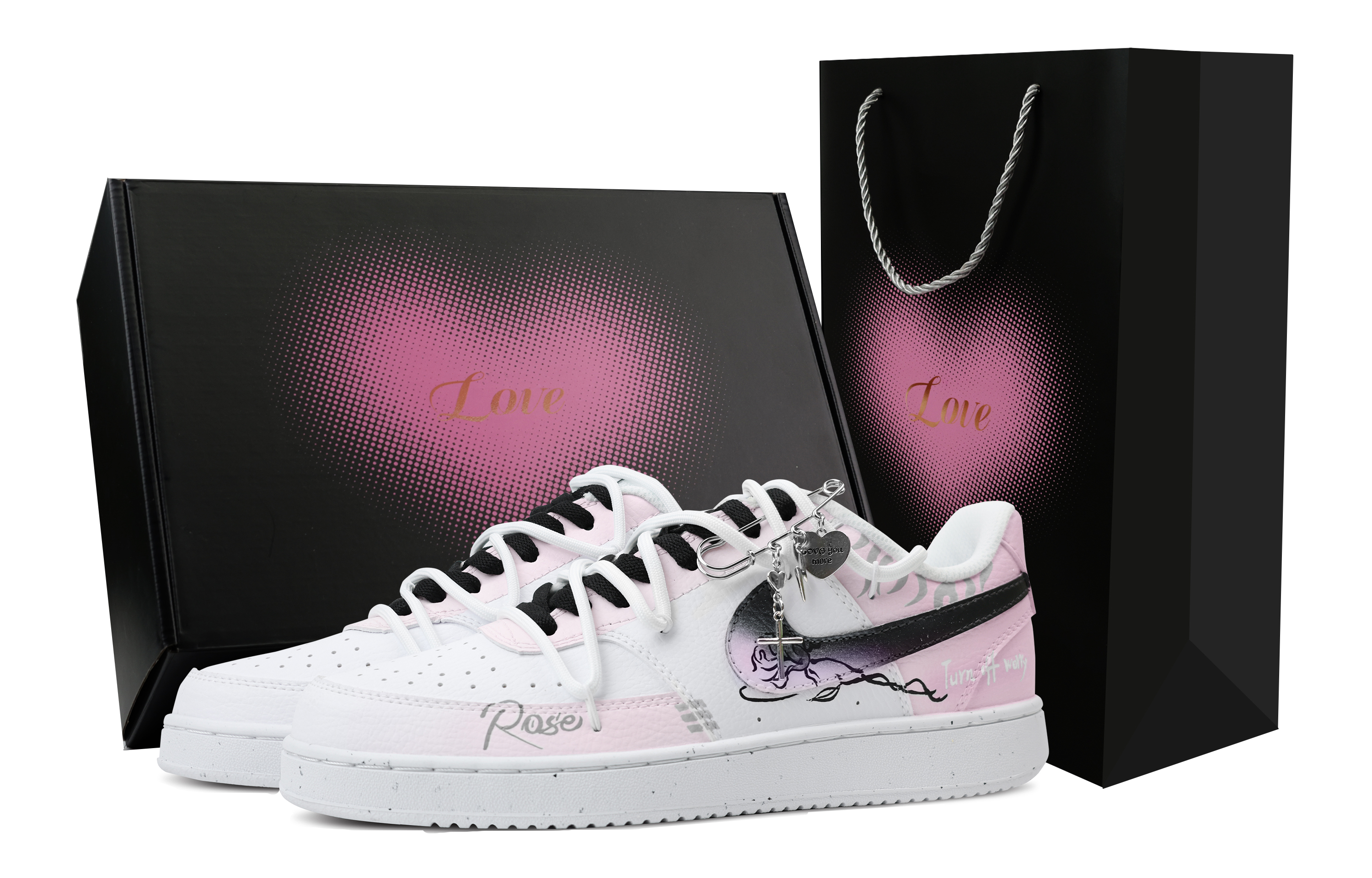 

Nike Кроссовки Court Vision 1 Heart Box & Rose Pink с антискользящей амортизацией, низкие, мужские, розовые