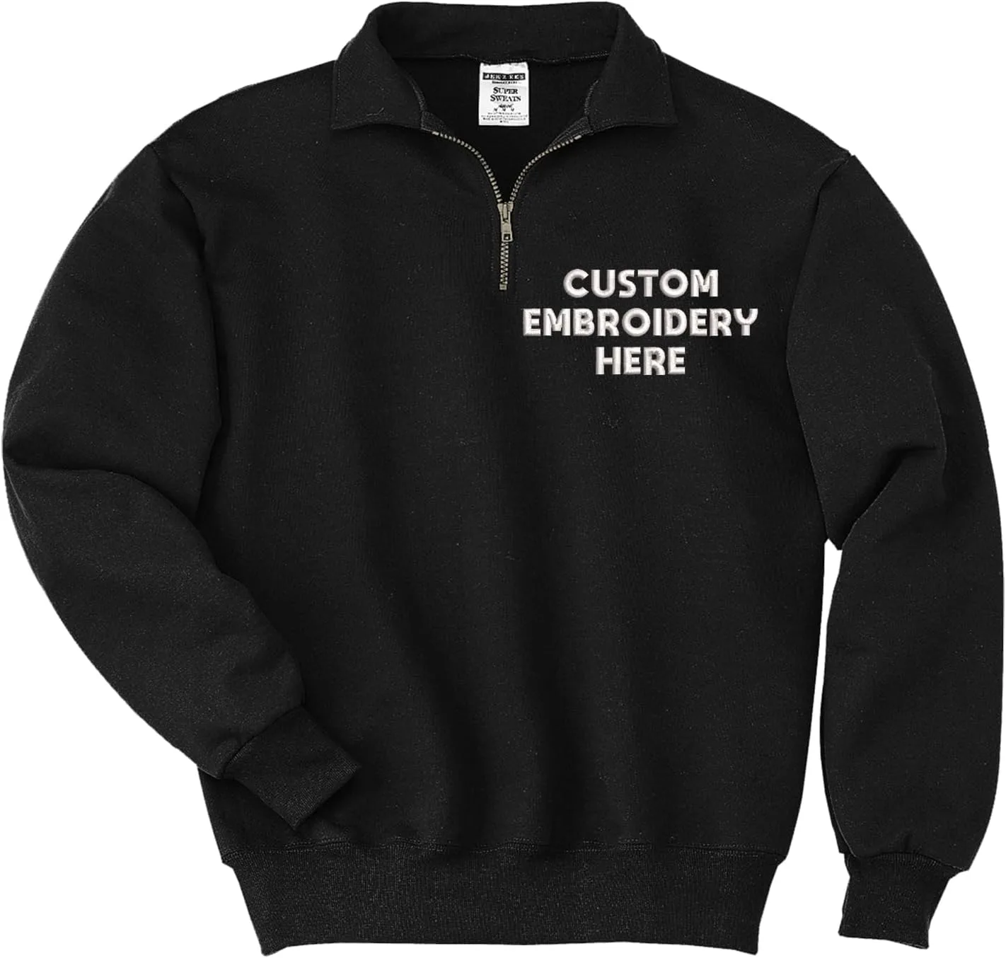 

Индивидуальная вышивка на свитере quarter zip, логотип компании LOGO IMPRESSION