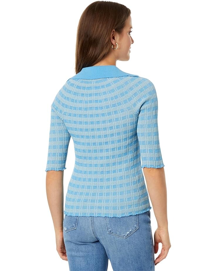

Свитер Rosetta Getty Striped Polo Sweater, цвет Aqua/Beige