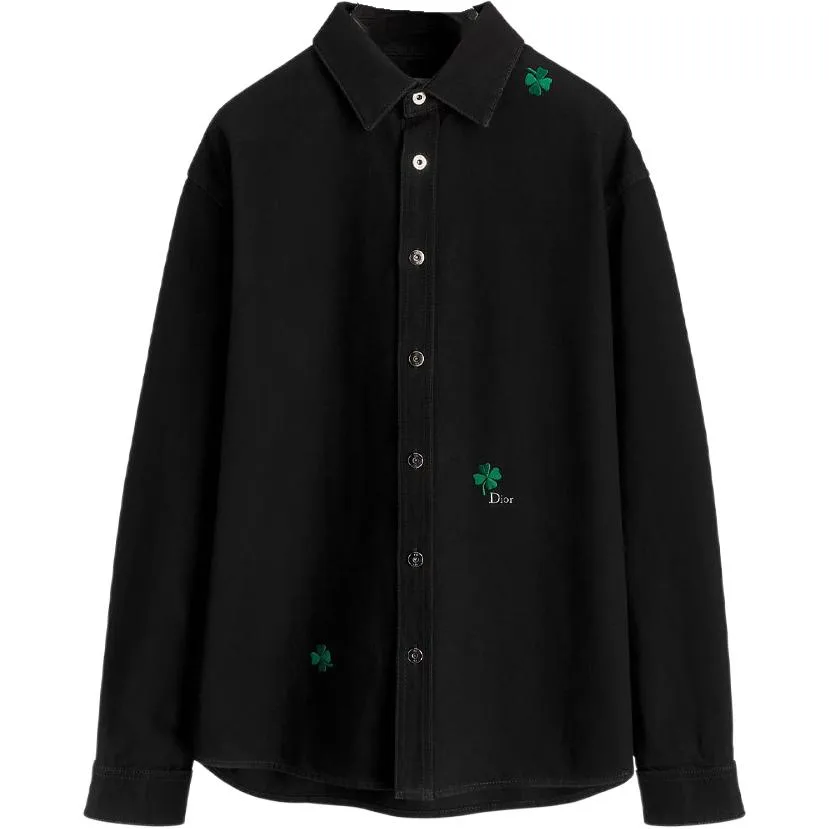 DIOR Рубашка мужская черная с лацканом
