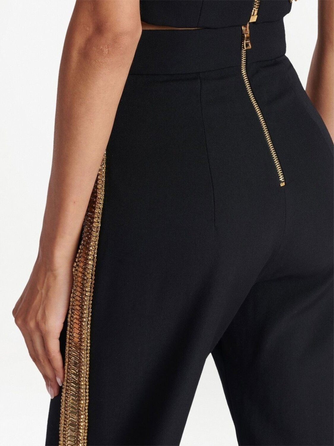 Balmain sequin-embellished wide-leg trousers, черный — фото 4