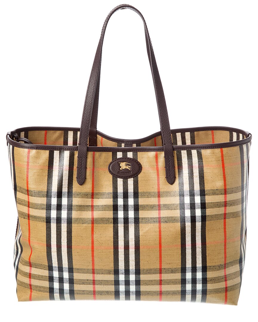 

Сумка-тоут Burberry Highlands Medium из холщовой ткани с покрытием, коричневый