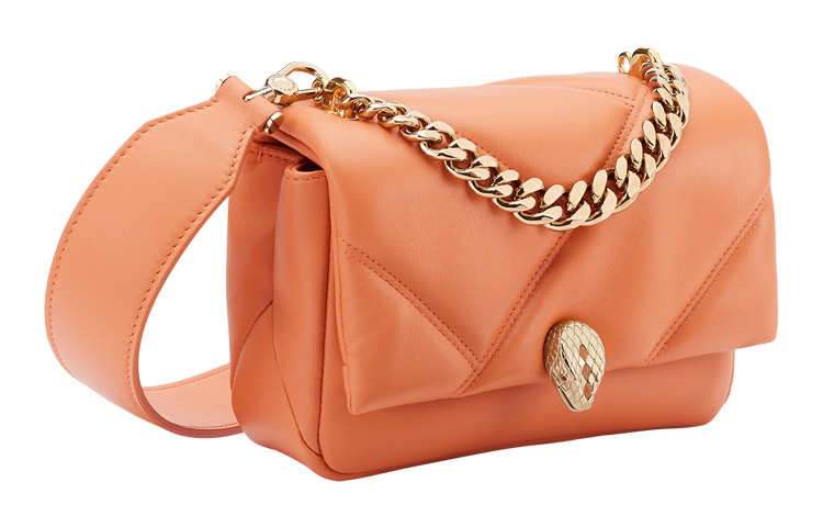 Сумка Serpenti Cabochon Calfskin, плечевая сумка, кросс-боди мини женская Orange BVLGARI, Box(Set+Box) — фото 3