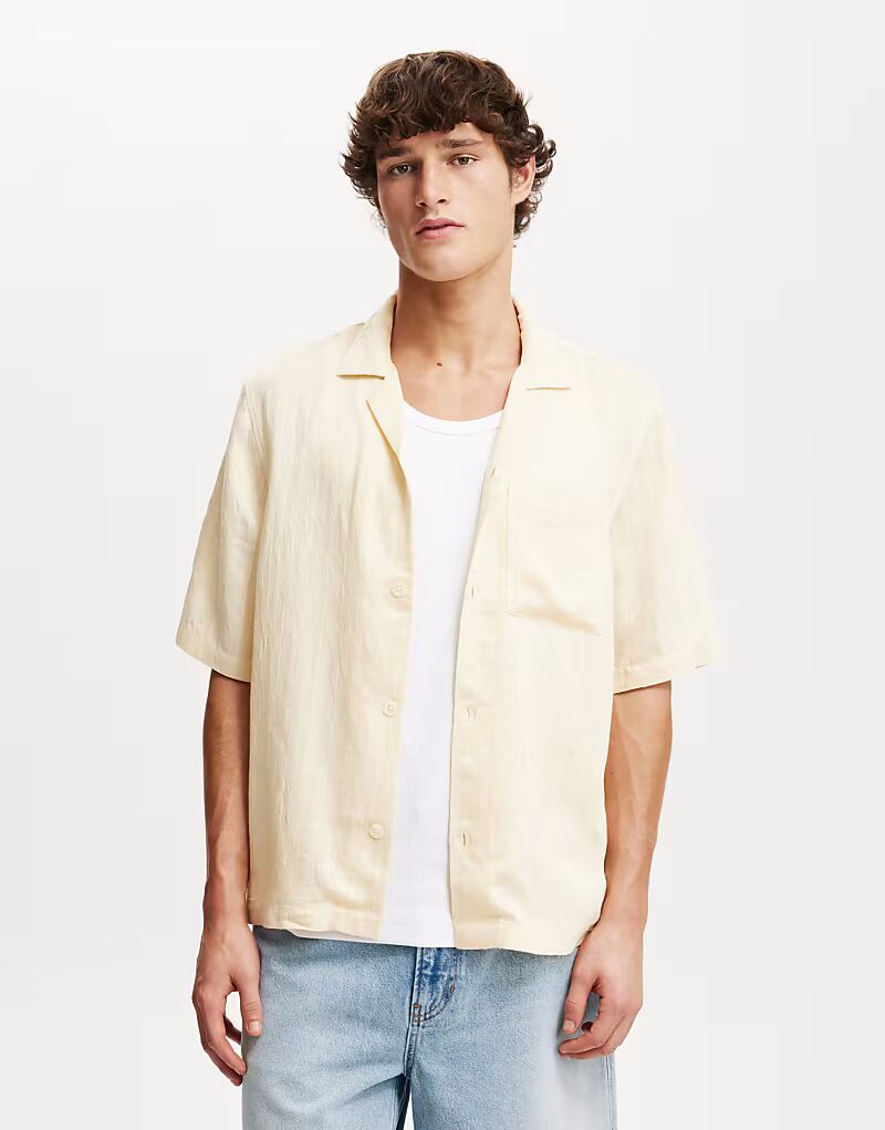 

Cotton:On рубашка с короткими рукавами On Box fit летнего желтого цвета