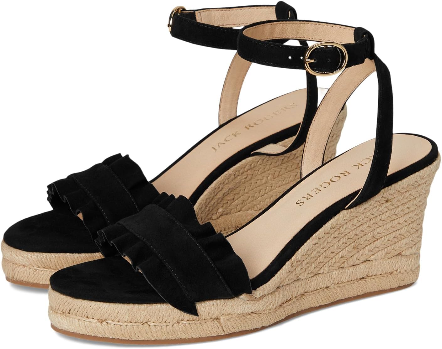 Туфли Jack Rogers Rozette Ruffle Wedge - Suede, черный