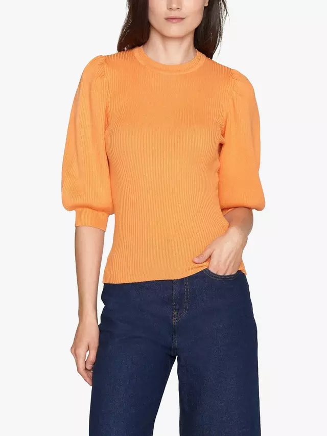 

Топ Sisters Point Halia Ribbed Puff Sleeve, цвет coral