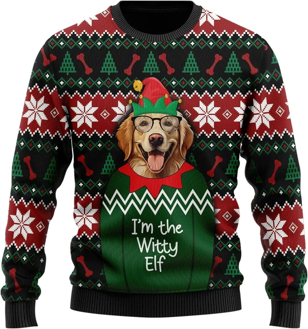 

Свитер Funny Dog Ugly Christmas для женщин и мужчин, экипаж HANZSPROUT