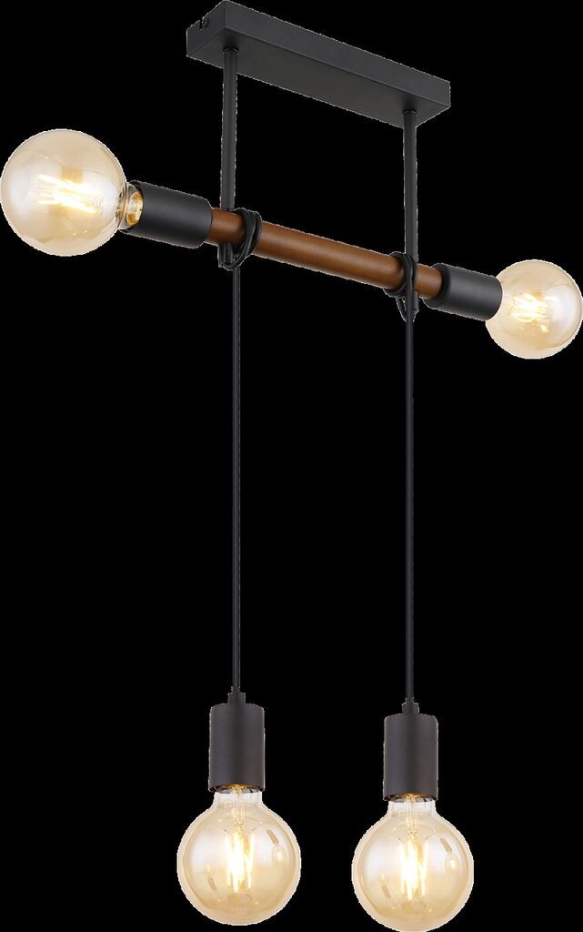 

Потолочный светильник Globo Lighting металл черный матовый, коричневое дерево, без плафонов, кабель для обмотки, ДхШхВ: 390х60х1000мм, без 4x E27 40Вт 230В