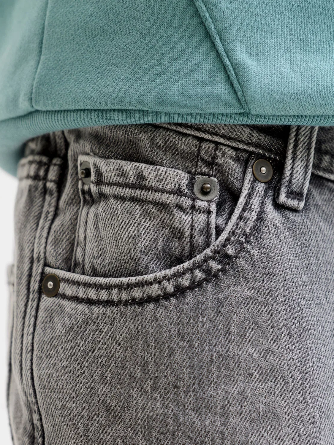 Джинсы свободного кроя, джинсовая ткань, JACK & JONES Junior, серый деним — фото 4