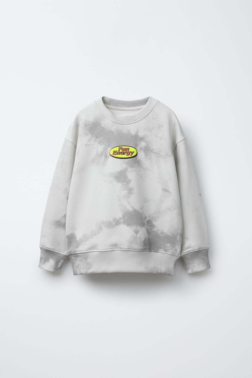 

Толстовка с принтом в виде галстука-красителя ZARA, цвет Light grey