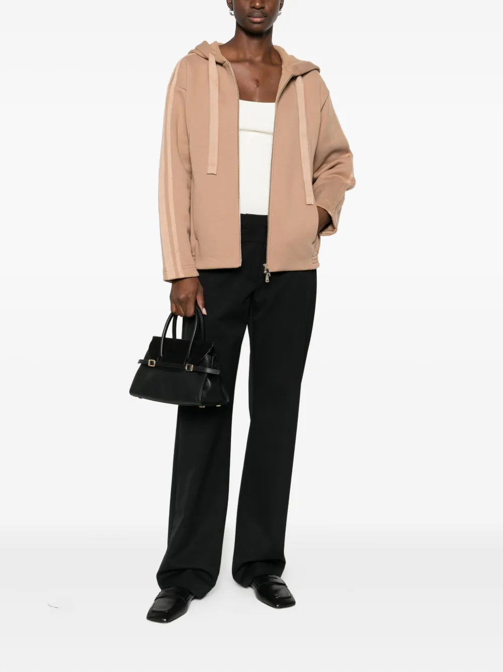 Толстовка на молнии с полосатыми деталями Max Mara, коричневый — фото 2