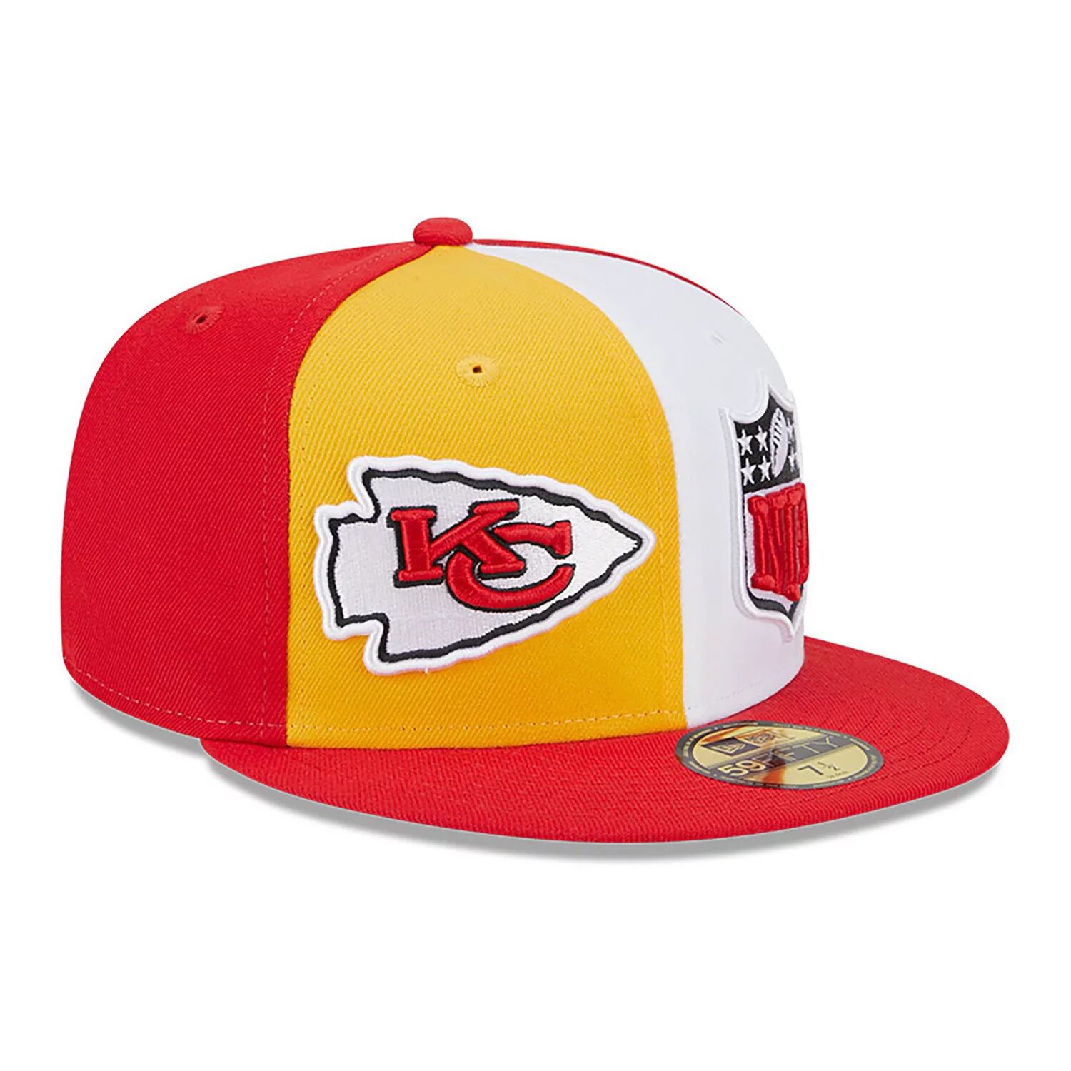 

Мужская облегающая шляпа New Era Gold/Red Kansas City Chiefs 2023 Sideline 59FIFTY