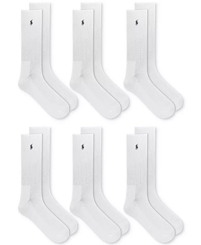 

Мужские носки Performance Sport Crew, 6 пар Polo Ralph Lauren, белый