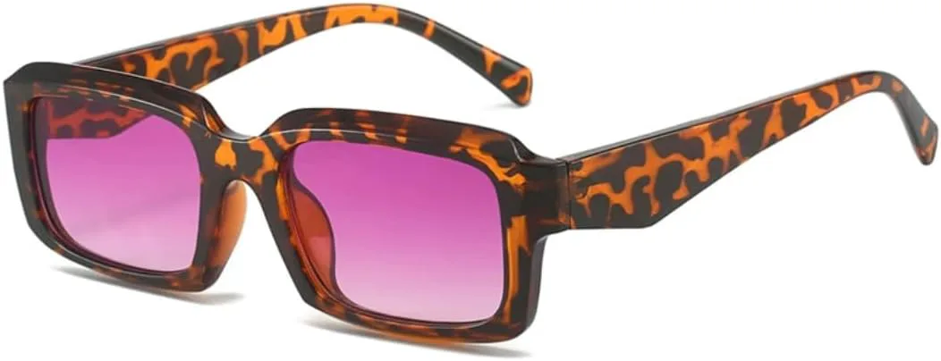 

Модные солнцезащитные очки, классические ретро-очки для женщин, винтажные, маленькие, прямоугольные, с защитой от УФ-излучения UV400 VFDHN, Leopard Purple