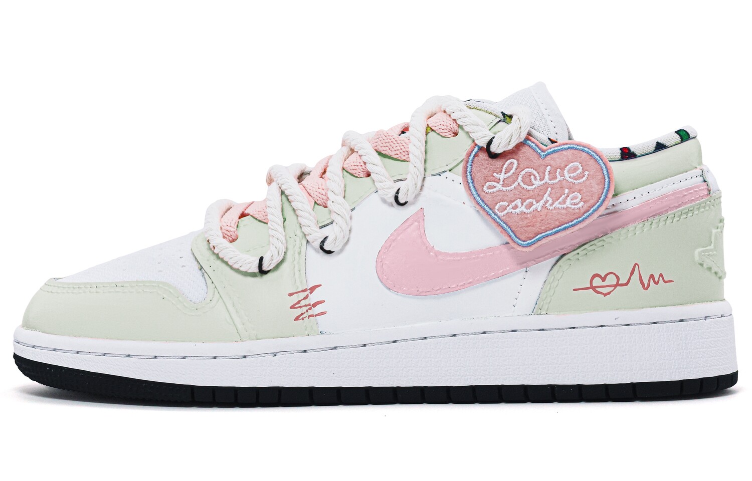 

Баскетбольные кроссовки Air 1 Vintage женские с низким верхом белый/розовый/зеленый Jordan