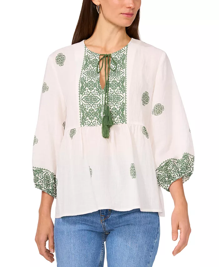 

Женский топ с галстуком и рукавом 3/4 Vince Camuto, мультиколор