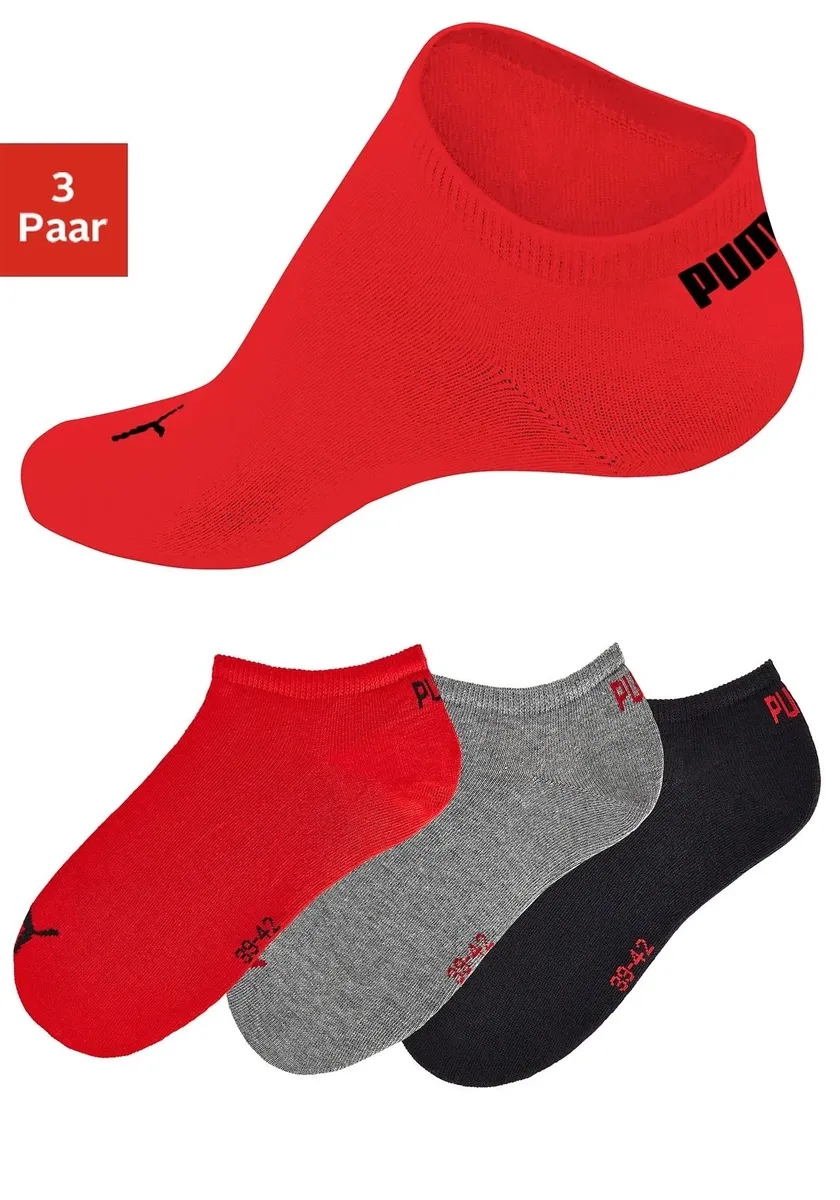 

Носки-кеды PUMA (3 шт.) с вязаным логотипом бренда, красный
