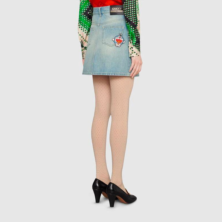 Юбка Gucci Doraemon, джинсовая, светло-голубой — фото 4
