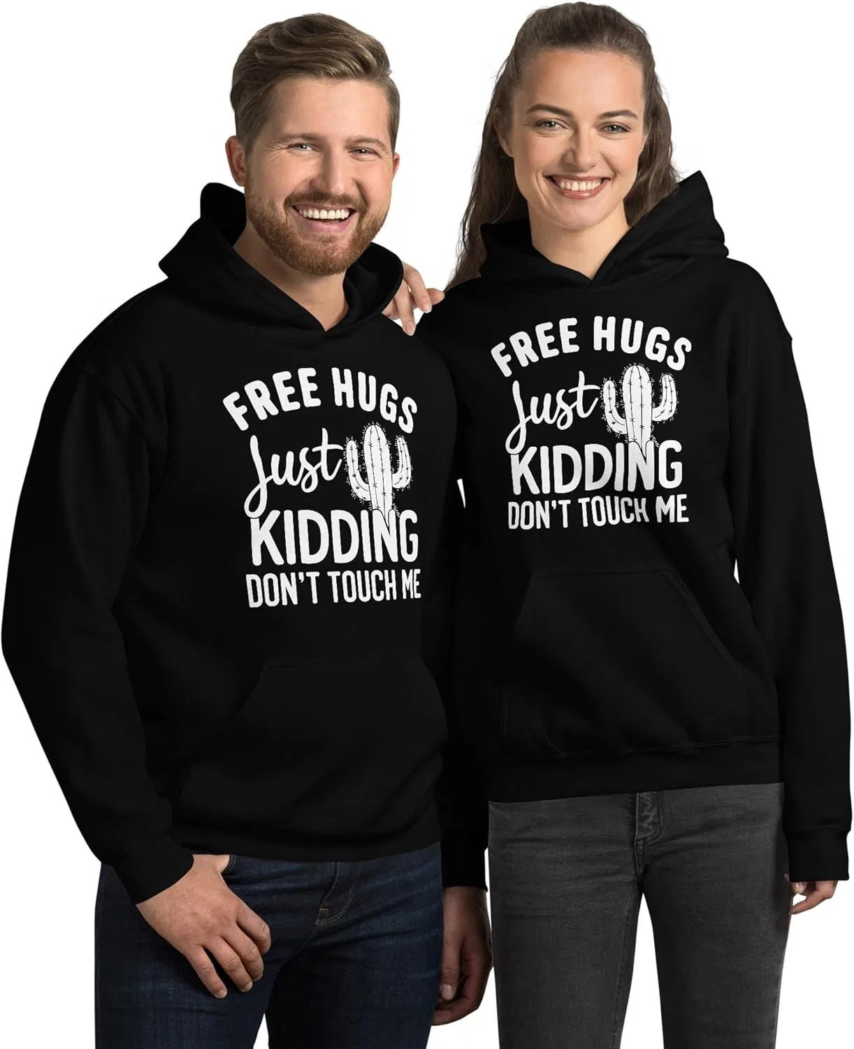 Free Hugs Just Kidding Don't Touch Me Cactus забавный унисекс худи, отличный подарок для любителей кактусов, суккулентов и растений Generic, черный