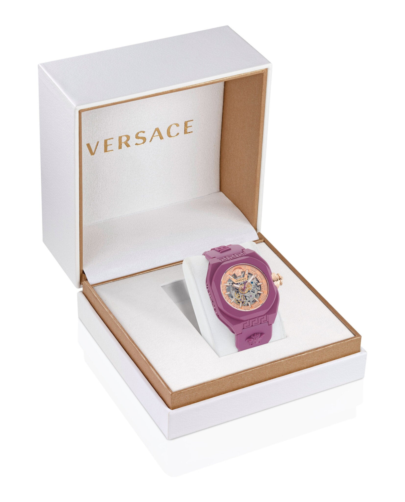 V-Legend скелетон автоматические часы Versace, бордовый/бордовый/розово-золотой — фото 4