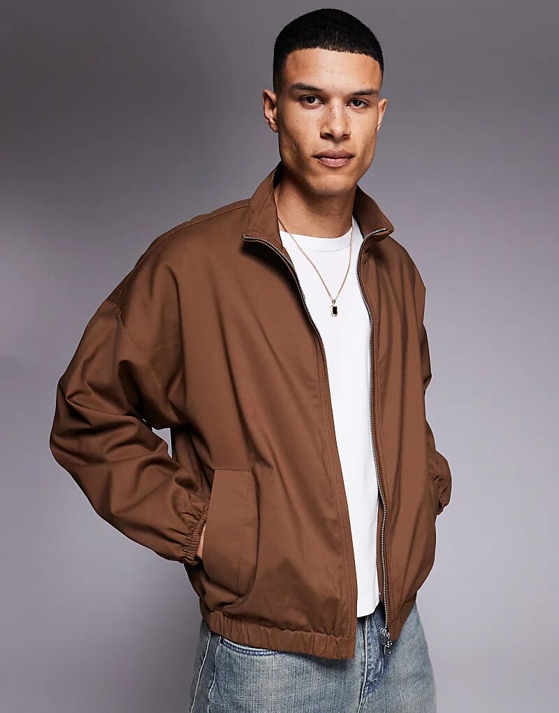 

Элегантная куртка харрингтон коричневого цвета ASOS DESIGN, Коричневый, Элегантная куртка харрингтон коричневого цвета ASOS DESIGN
