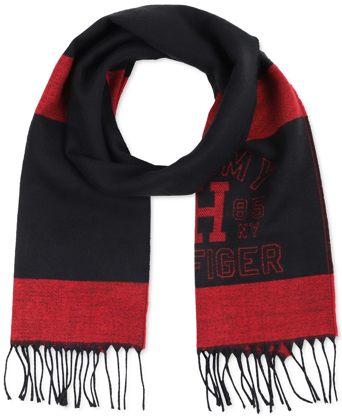 

Мужской шарф в полоску с монограммой, окрашенный в пряжу Tommy Hilfiger
