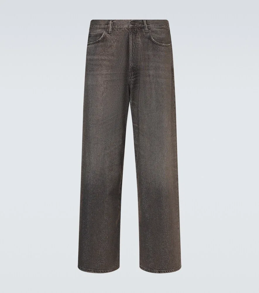 1981 год, украшенные широкие джинсы Acne Studios, черный