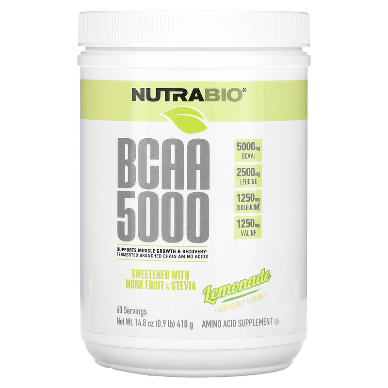 

NutraBio, BCAA 5000, лимонад, 418 г (0,9 фунта 14,8 унции)