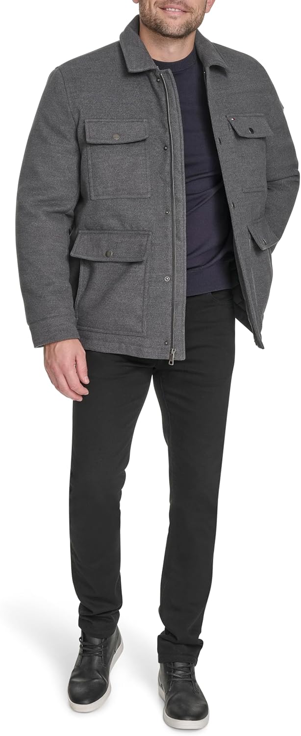 Мужская шерстяная куртка Tommy Hilfiger с четырьмя карманами, Heather Grey — фото 2