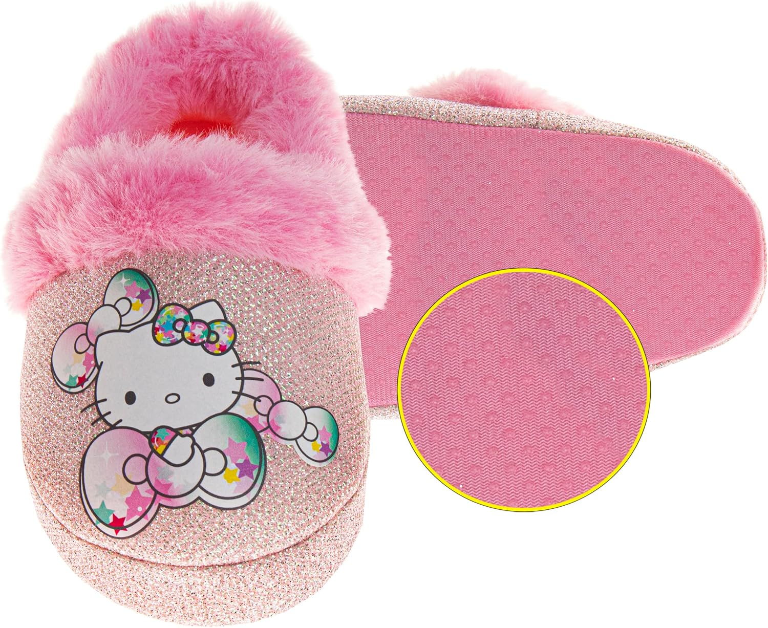 Тапочки Hello Kitty Sanrio Sweethearts Strawberry Shortcake Harry Potter для девочек и мальчиков, с котиком Kitty, домашние мягкие плюшевые тапочки для детей. Размеры: 5-10 для малышей, 11-13 для маленьких детей, 2-5 для старших детей Josmo, роз... — фото 2